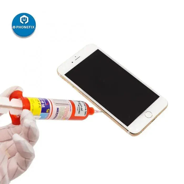 Mechanic TP2500 LOCA UV glue from PHONEFIX, clear liquid optical adhesive for phone repair and screen bonding.