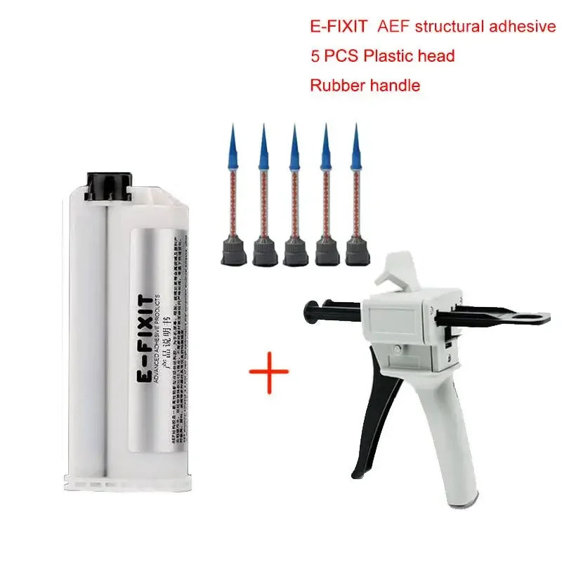 AEF structural adhesive glue for iPhone back cover glass repair by PHONEFIX, shown in a small tube ready for smartphone repair.
