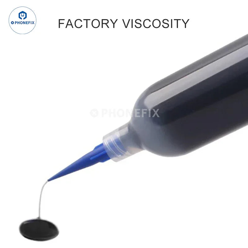 A150 Structural Adhesive from PHONEFIX in a 5ml black tube, used for iPhone LCD display frame repair with durable bonding.