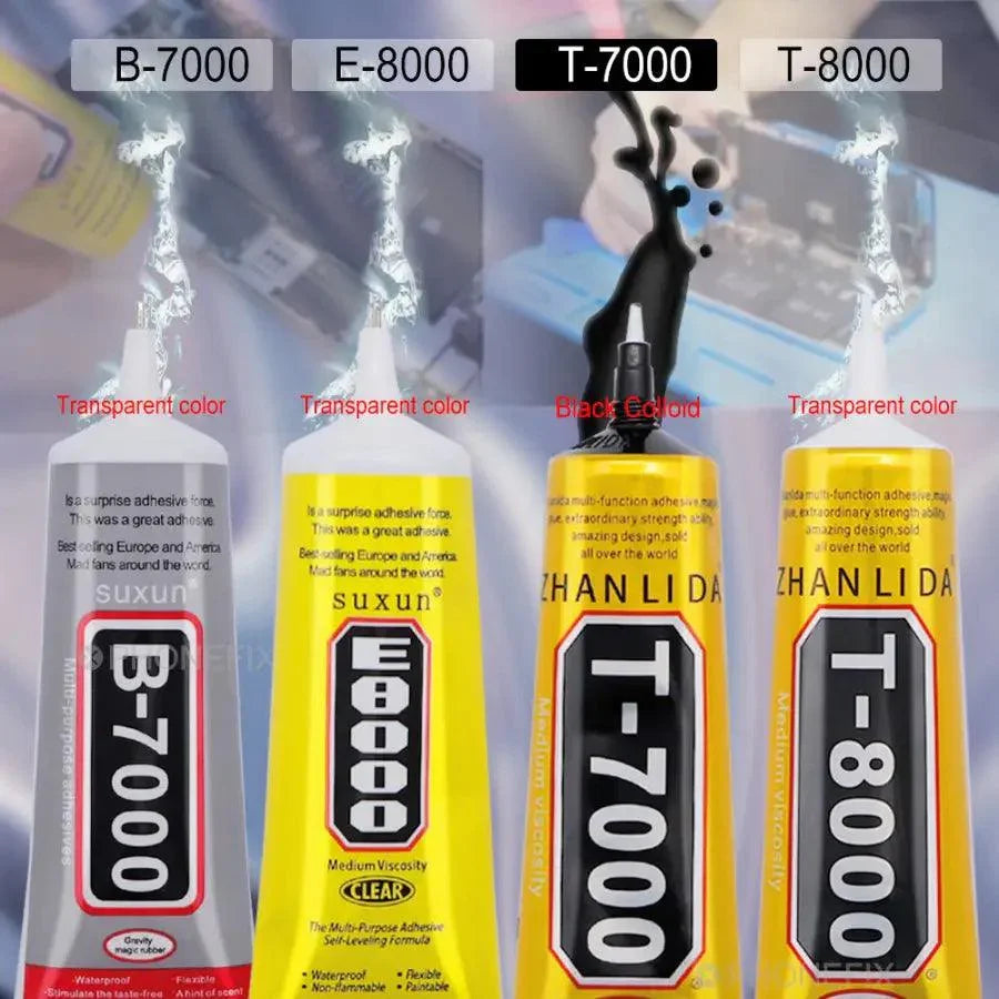 PhoneFix B7000 E8000 T8000 transparent adhesive liquid glue for phone screens, 15ml, used as a consumable for repairs.