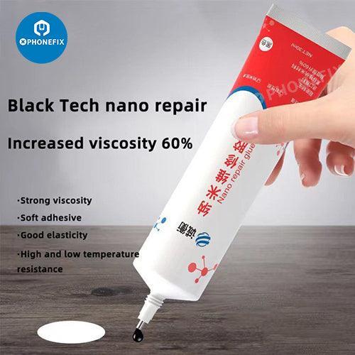 Black Nano Fast Curing Screen Glue by PHONEFIX for phone bezel and back cover repair, 30ml consumable repair tool.