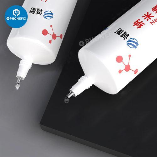 PhoneFix Nano Fast Curing Screen Glue for phone bezel and back cover repair, black 30ml consumable adhesive.