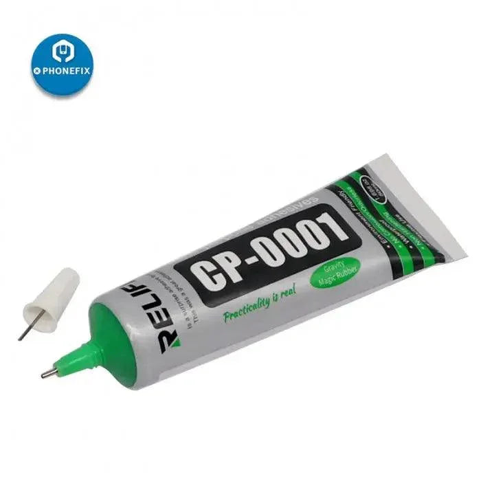 Relife CP-0001 transparent glass glue for phone repair tools, shown in a clear container, ideal for phone screen repairs.