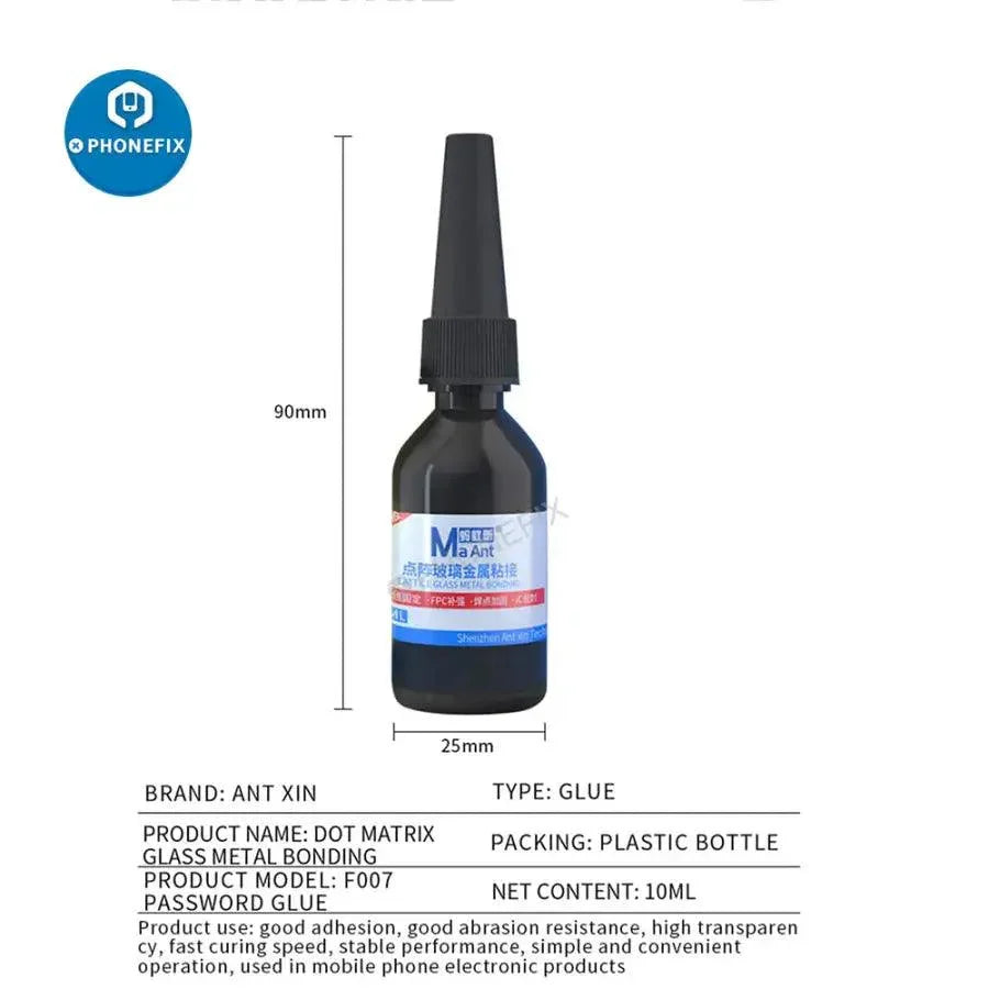 MaAnt F007 Dot Matrix Glass Metal Bonding Adhesive Glue for phone repairs, shown in a close-up image of the consumable product.