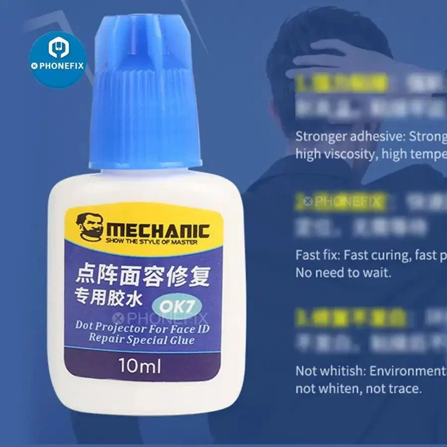 PHONEFIX Mechanic Dot Matrix Repair Tool OK7 with special glue for Face ID and facial repair on mobile devices.
