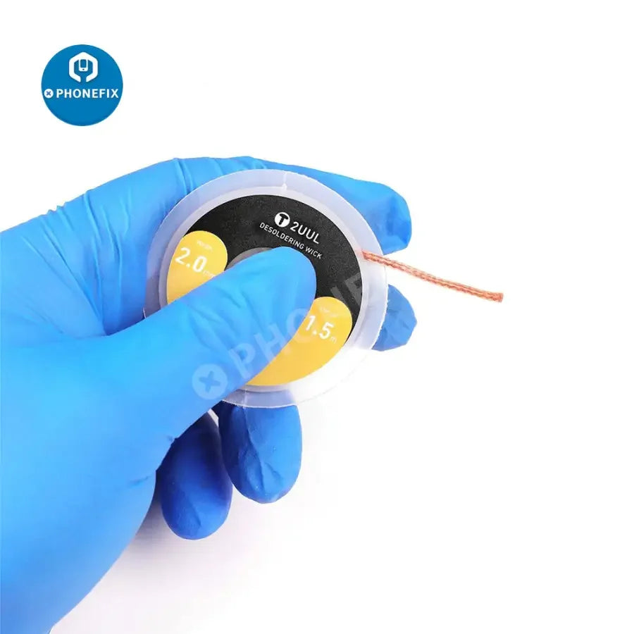 Double-sided strong desoldering wick for mobile phone repair, branded PHONEFIX, shown in a close-up image.