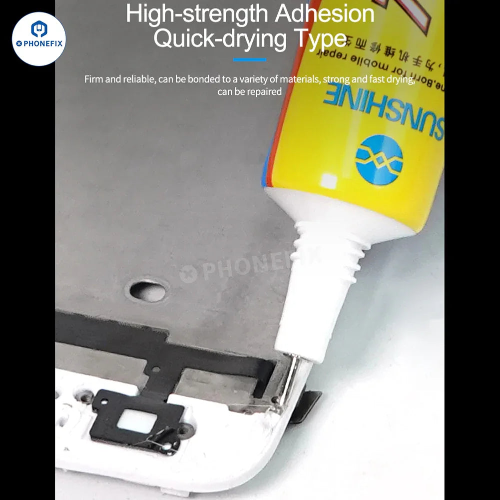 PhoneFix Sunshine G-20 G-21 glue adhesive in 15ml bottle, used for phone LCD, frame, and back glass repair.