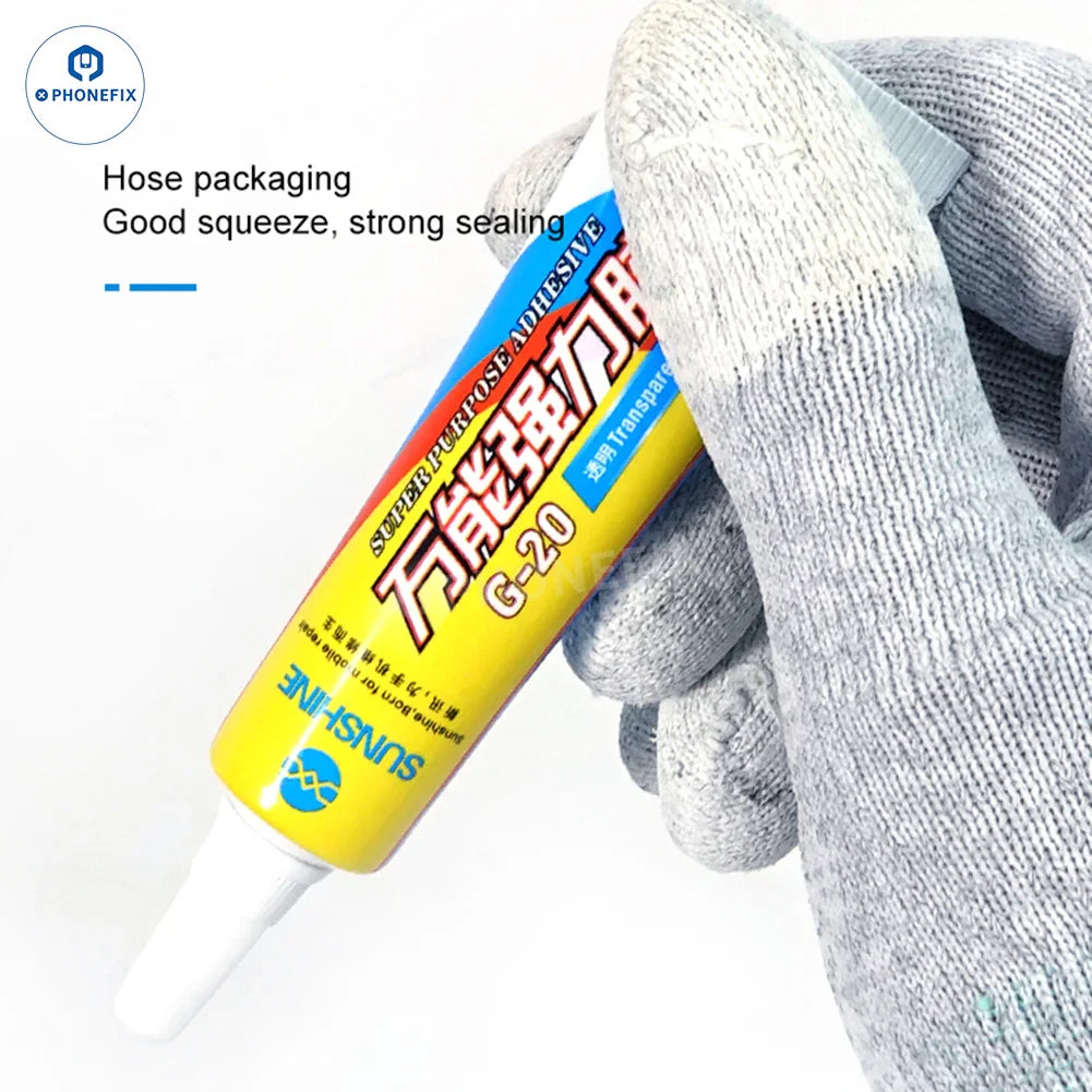 PhoneFix SUNSHINE G-20 G-21 glue adhesive for phone LCD and back glass, 15ml bottle for electronic repair.