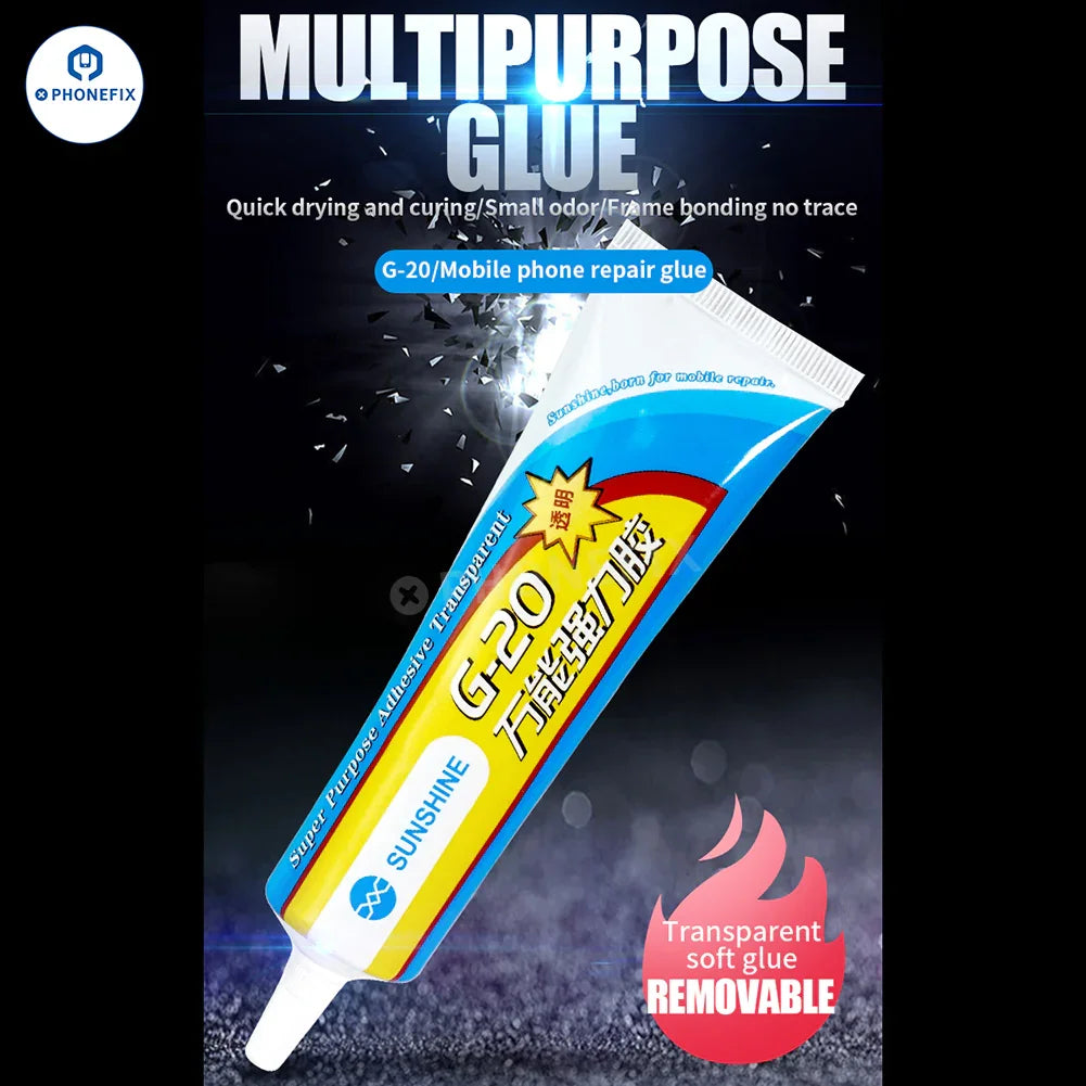 PhoneFix Sunshine G-20 G-21 glue adhesive for phone LCD frame and back glass, 15ml container, durable consumables for repairs.