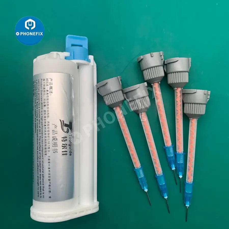 Phonefix 50ml ACC structural glue syringe for screen narrow frame adhesive, used for precise application in device repairs.