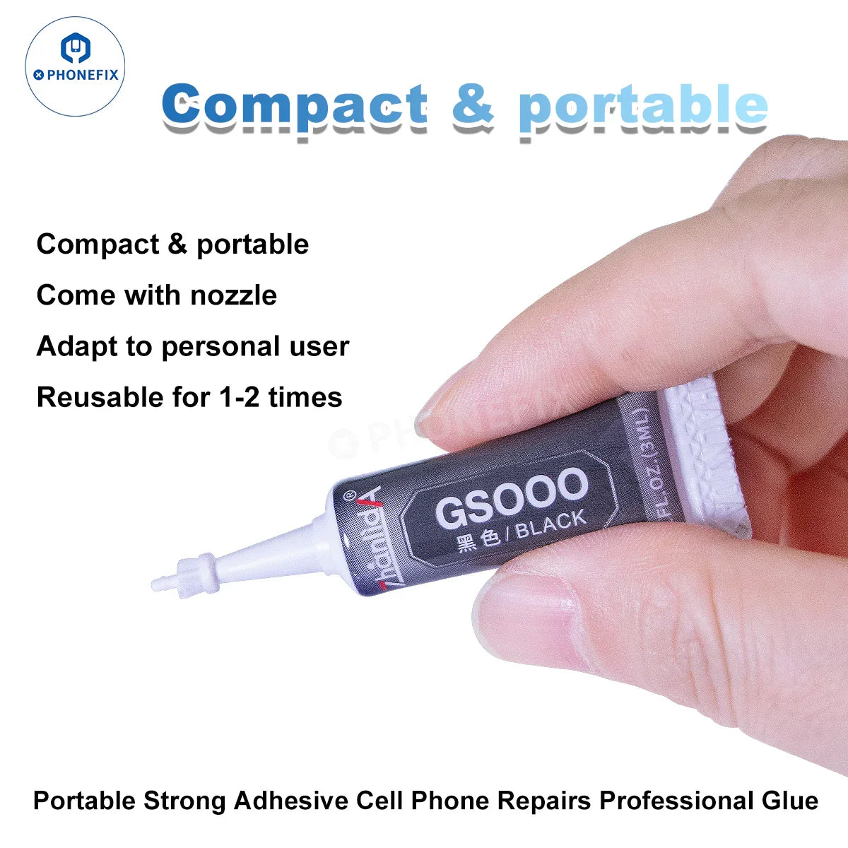 Portable 3ML PHONEFIX strong adhesive glue for cell phone repairs, professional-grade consumable for mobile device fixing.