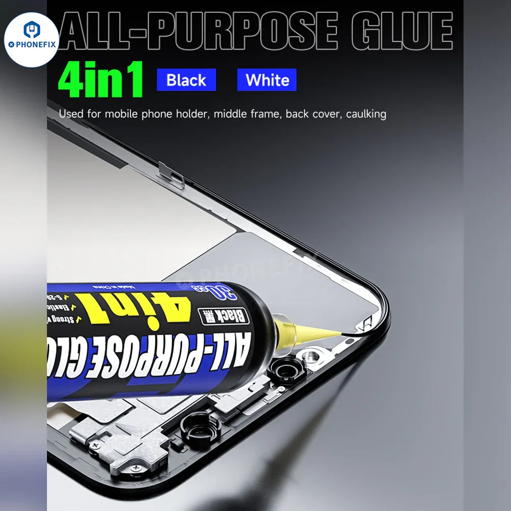 PhoneFix G7 multi-purpose glue for phone screen frame repair, black, versatile adhesive for electronics and repair projects.