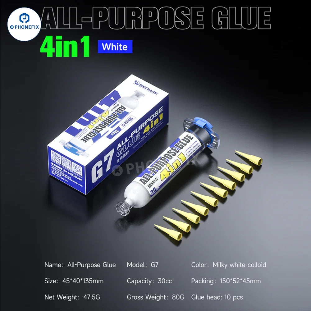 PhoneFix MECHANIC G7 multi-purpose glue for phone screen frame repair, shown in black, ideal for durable phone repairs.
