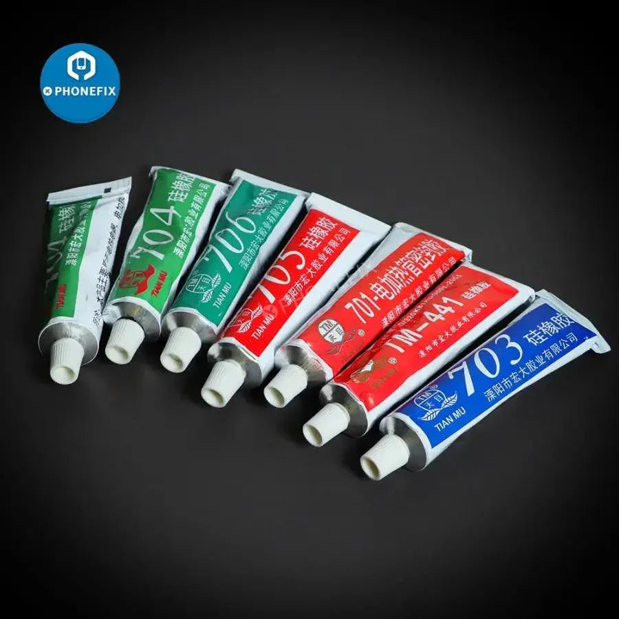 Electronic industrial silicone rubber sealing glue and sealant by PHONEFIX, used for durable waterproof sealing and adhesion.