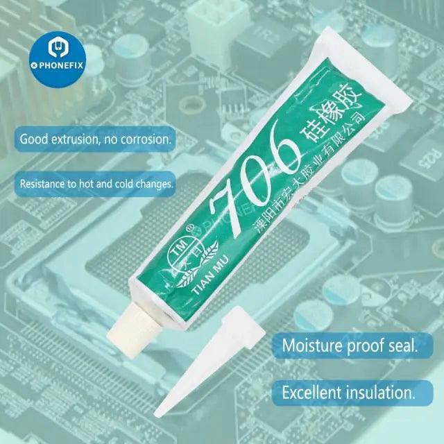 Red electronic industrial silicone rubber sealing glue and sealant adhesive from PHONEFIX, used for durable sealing and bonding.