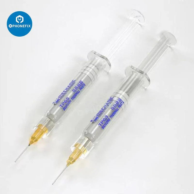 Pâte de graisse silicone thermoconductrice Therapist TP63/65 pour CPU, présentée dans un contenant avec marque et embout d'application.