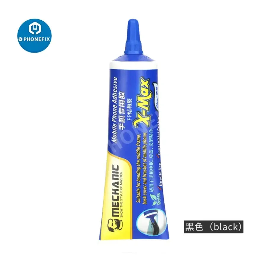 PhoneFix Mechanic PP structural adhesive glue for phone screen frame repair, shown in a container suitable for mobile device repairs.
