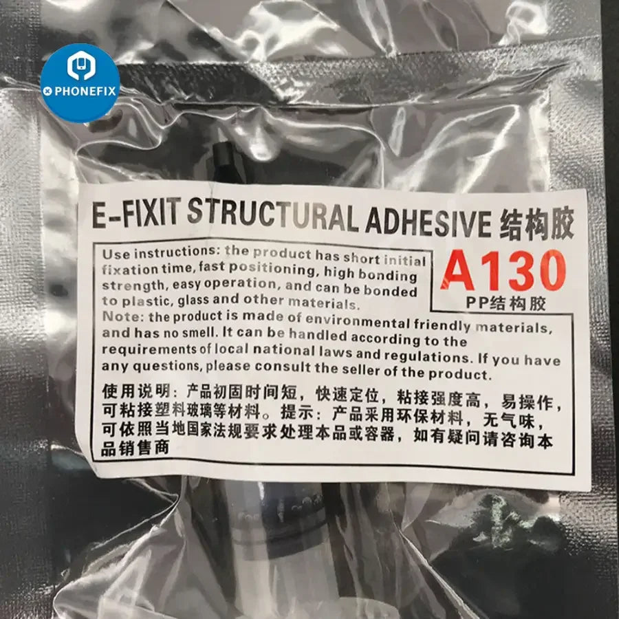 PhoneFix transparent structural adhesive glue for iPhone back cover glass lens and LCD repair, ideal for secure bonding.