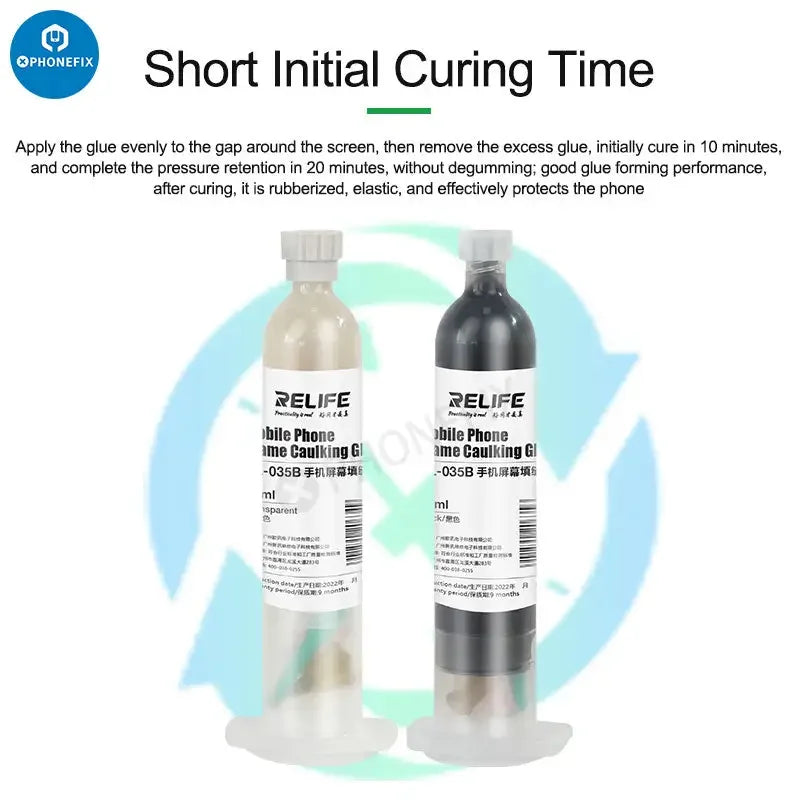 PhoneFix RL-035B mobile phone screen caulking glue in a 30ml tube, transparent universal sealant for screen repair applications