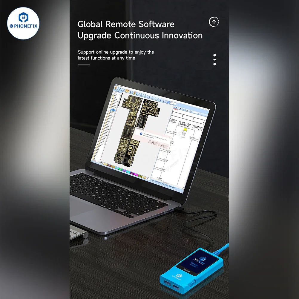 Analizador de corriente PHONEFIX JCID iBooter con cable de alimentación de CC para las series iPhone 7-16, con función de arranque con un solo botón.