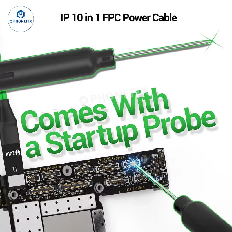 2UUL PW10 10-in-1 FPC power cable for iPhone 7 to 17 Pro Max, PHONEFIX DC power cable with multiple connection options