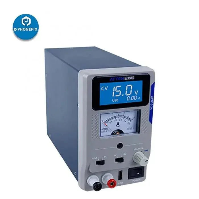 PHONEFIX ATTEN APS1503 DC Power Supply, single channel linear stabilized power unit with digital display and input connections.