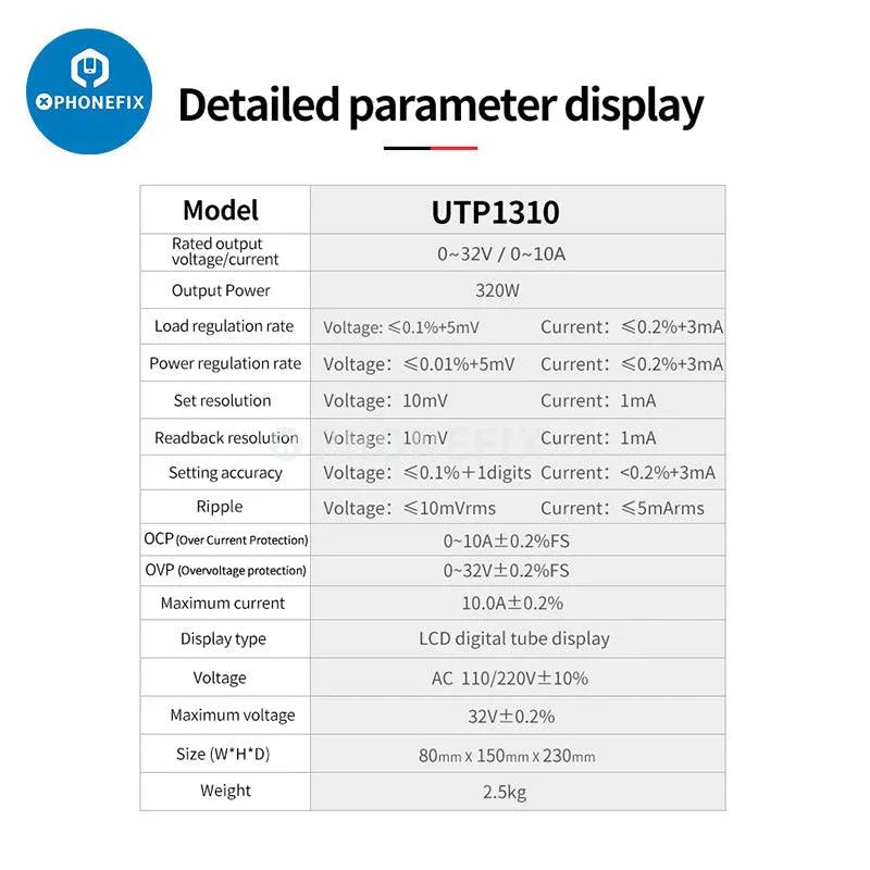 UNI-T UTP1310 DC regulated power supply with 4-digit display, 32V 10A output, used for electronic testing and repair.