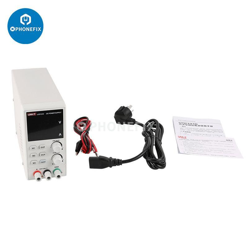 UNI-T UTP1310 32V 10A DC regulated power supply with 4-digit display, used for electronic testing and laboratory applications.
