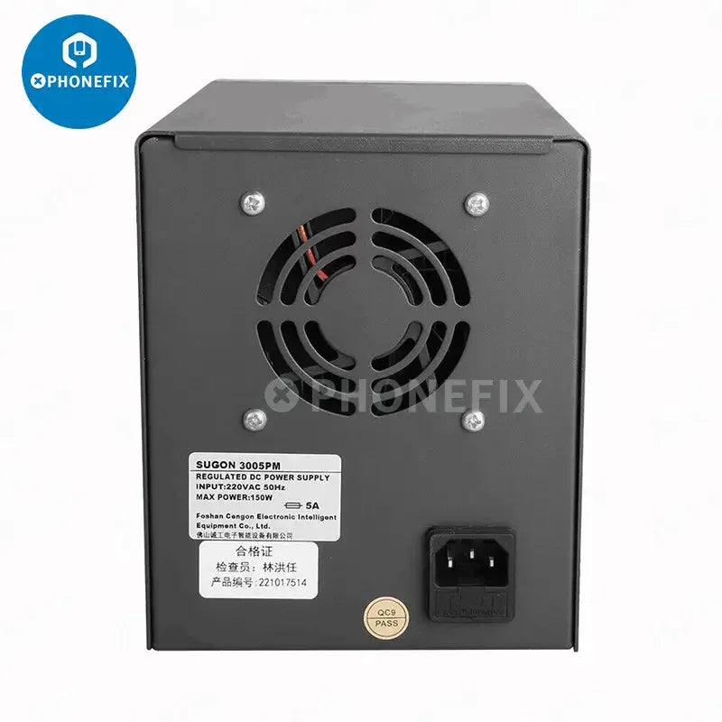 PHONEFIX SUGON 3005PM 30V 5A DC power supply with a 4-digit digital display, showing voltage and current settings.