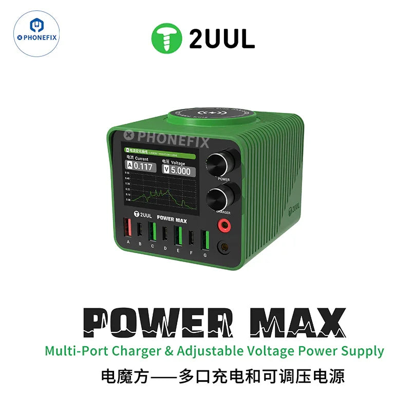 PHONEFIX 2UUL PC01 POWER MAX DC Power Supply charger with adjustable voltage and compact design for electronic projects.