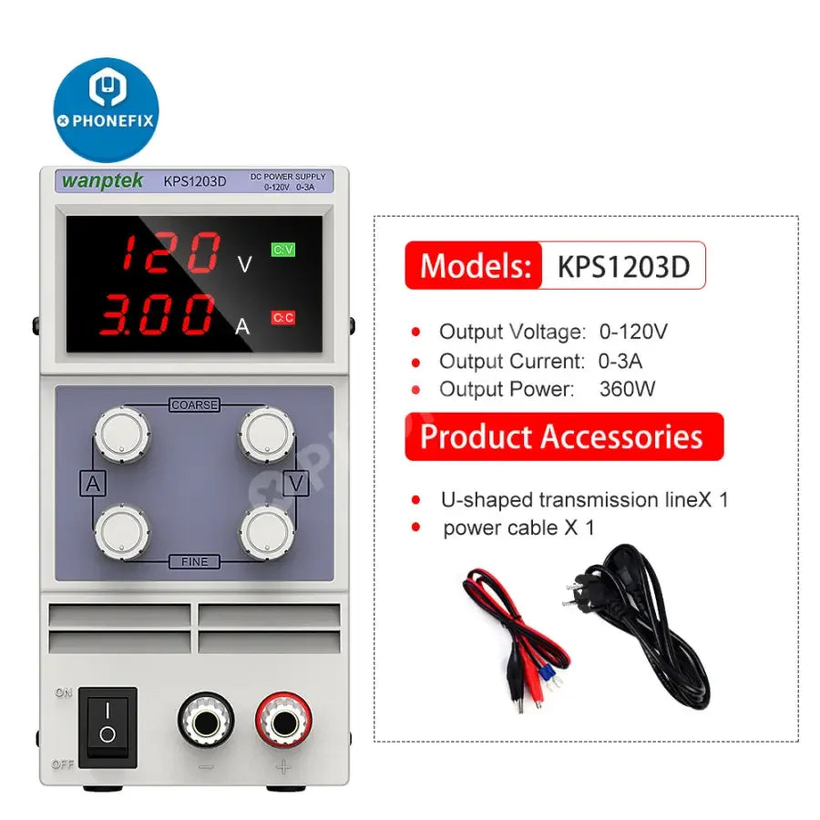 Stabilisateur et régulateur de tension d'alimentation CC de PHONEFIX, source de laboratoire variable à découpage pour une sortie électrique stable.