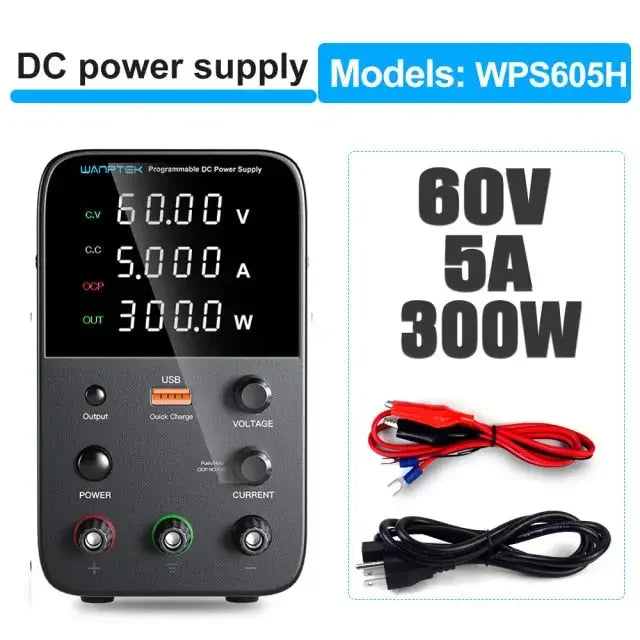 PHONEFIX adjustable lab bench DC power supply with voltage regulator and digital display, stabilized for precise voltage control.
