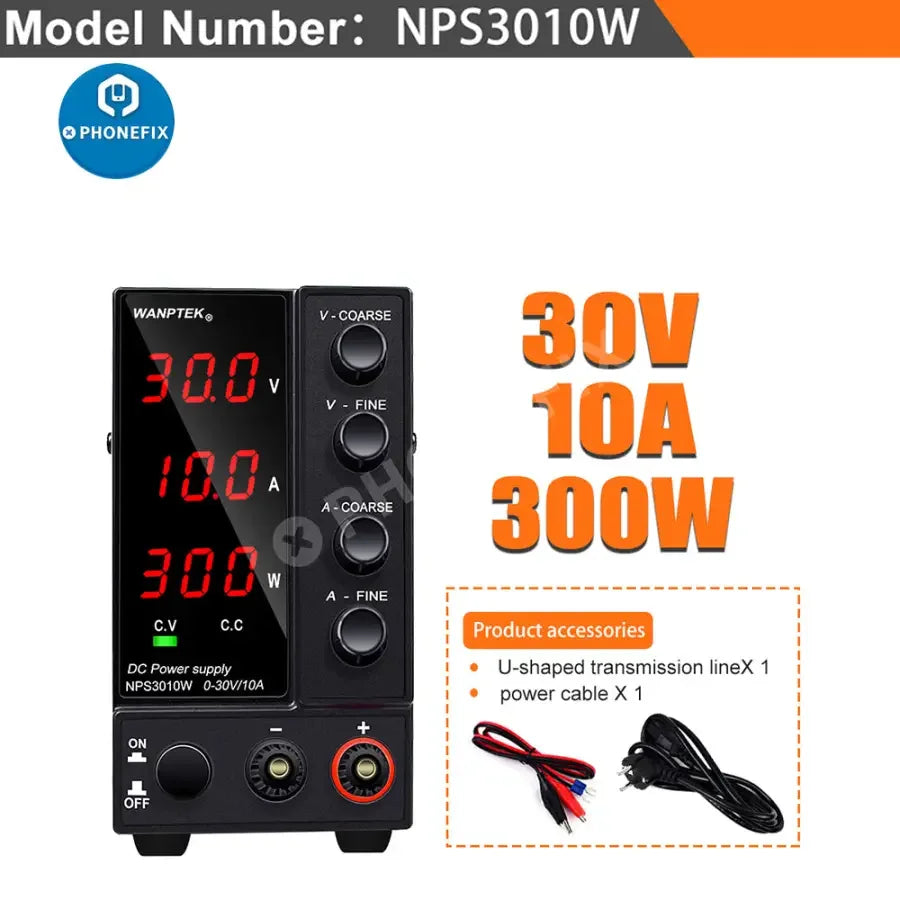 PHONEFIX adjustable lab bench DC power supply with digital display, voltage regulator, and stabilizer for precise laboratory use.