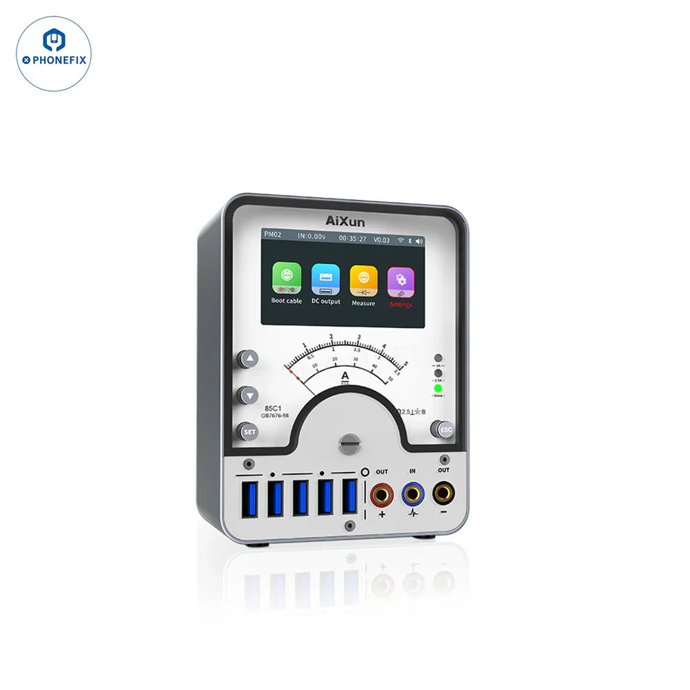 AiXun PM02 Smart DC Power Supply Partner for iPhone and Android, compact DC power supply device by PHONEFIX.