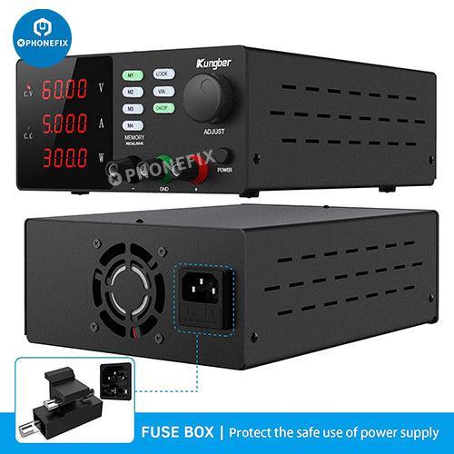 Phonefix SPPS-S Series adjustable regulated DC power supply in black with 30V and 5A output for laboratory use