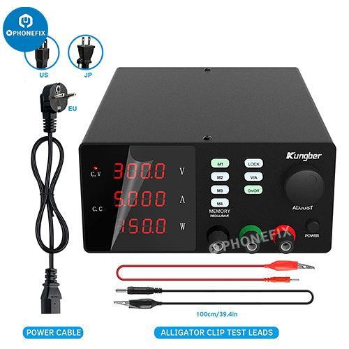 Black PHONEFIX SPPS-S Series adjustable regulated DC power supply with 30V and 5A output for laboratory use.