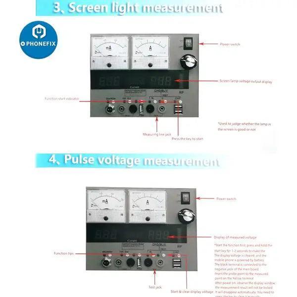 PhoneFix 8-in-1 regulated DC power supply for phone repair, compact multi-purpose tool with adjustable voltage and current.
