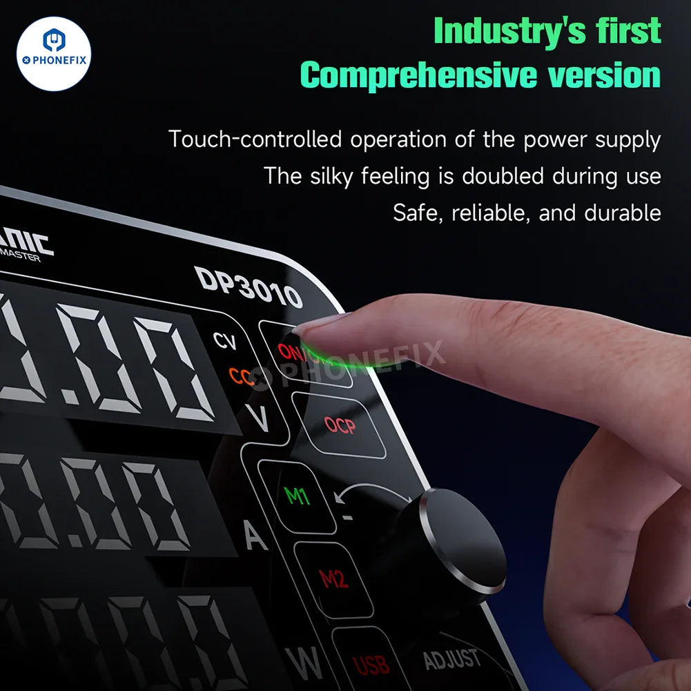 PHONEFIX MECHANIC DP3010 30V 10A DC power supply for phone and laptop repair, with digital display and adjustable voltage.