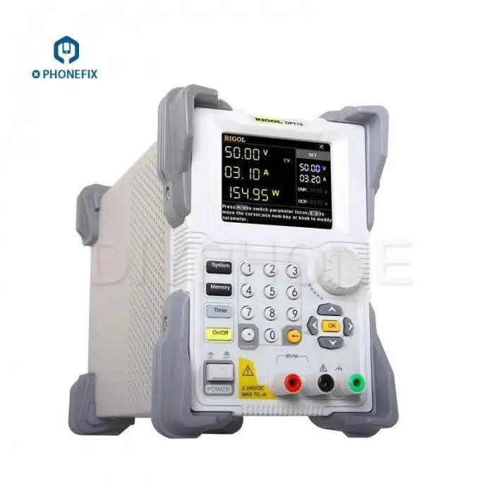RIGOL DP712 50V 3A 150W DC power supply showing digital display and control knobs for programmable linear power output.