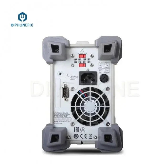 RIGOL DP712 50V 3A 150W DC power supply by PHONEFIX, programmable linear DC power supply with digital display and control knobs.