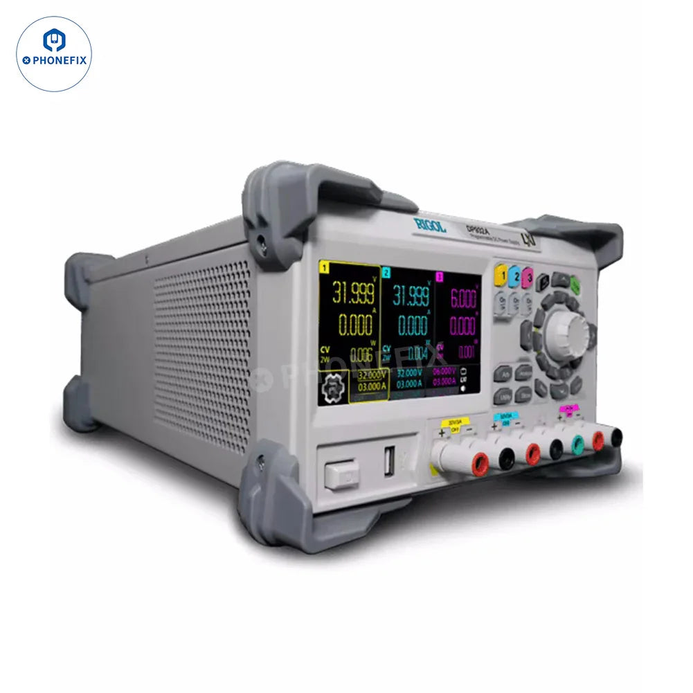 PHONEFIX RIGOL DP932A DP932E DP932U programmable DC power supply with digital display and adjustable voltage and current settings.