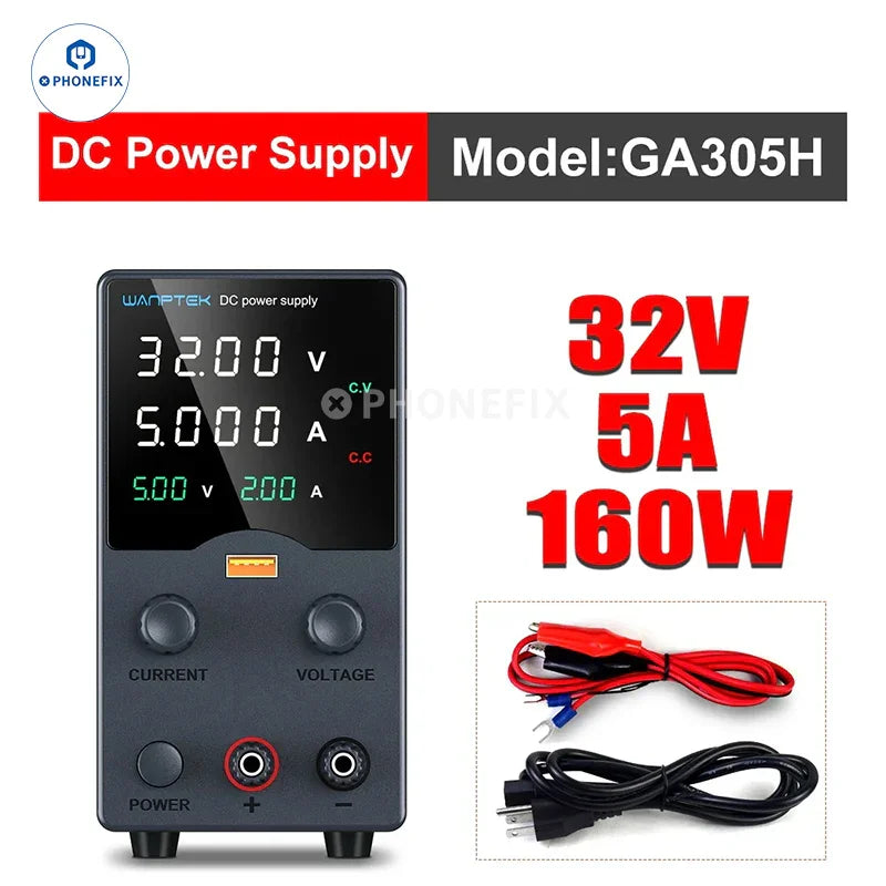 Digital DC power supply from Wanptek GA Series, model GA305H, with adjustable voltage and digital display for precise control.