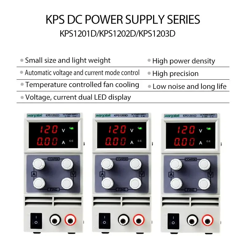 Adjustable dual digital display laboratory DC power supply from PHONEFIX with voltage and current controls.
