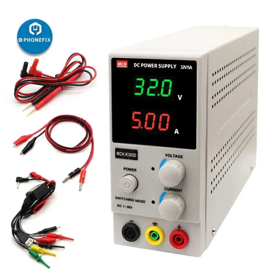PHONEFIX MCH-K305D K303D adjustable DC power supply with digital switch, compact and versatile for electronic projects.