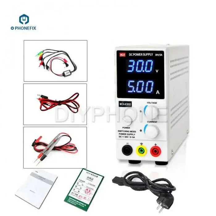 PHONEFIX MCH-K305D K303D adjustable DC power supply with digital switch, compact and versatile for electronic testing and projects.