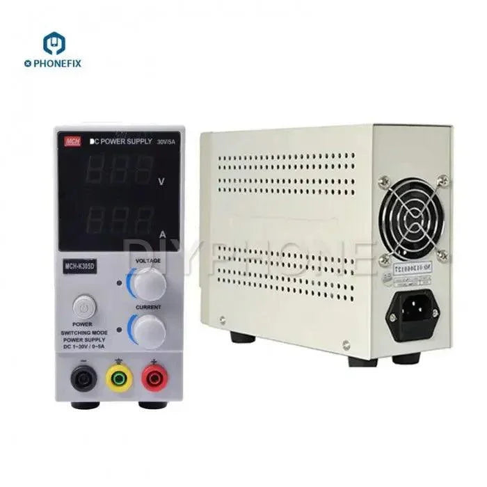 PHONEFIX MCH-K305D K303D adjustable DC power supply with mini digital switch, showing front panel and digital display.