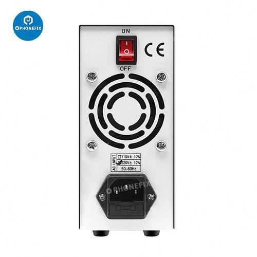 Adjustable MCH-K3202/3/5/6D DC power supply phone test tool by PHONEFIX, used for testing and repairing mobile devices.