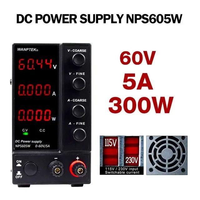 PhoneFix regulated switching DC power supply with adjustable voltage source and digital display for precise power management.