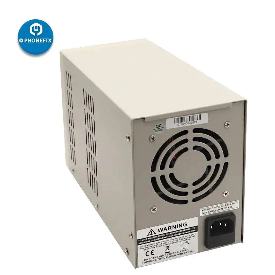 Alimentation CC programmable KORAD KA3005D affichant les réglages de tension et de courant, avec un écran numérique et des boutons de commande.
