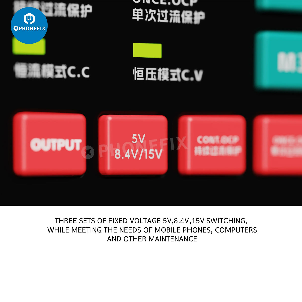 PhoneFix RF4 3005D 3005PRO digital smart DC power supply showing front panel with voltage and current controls